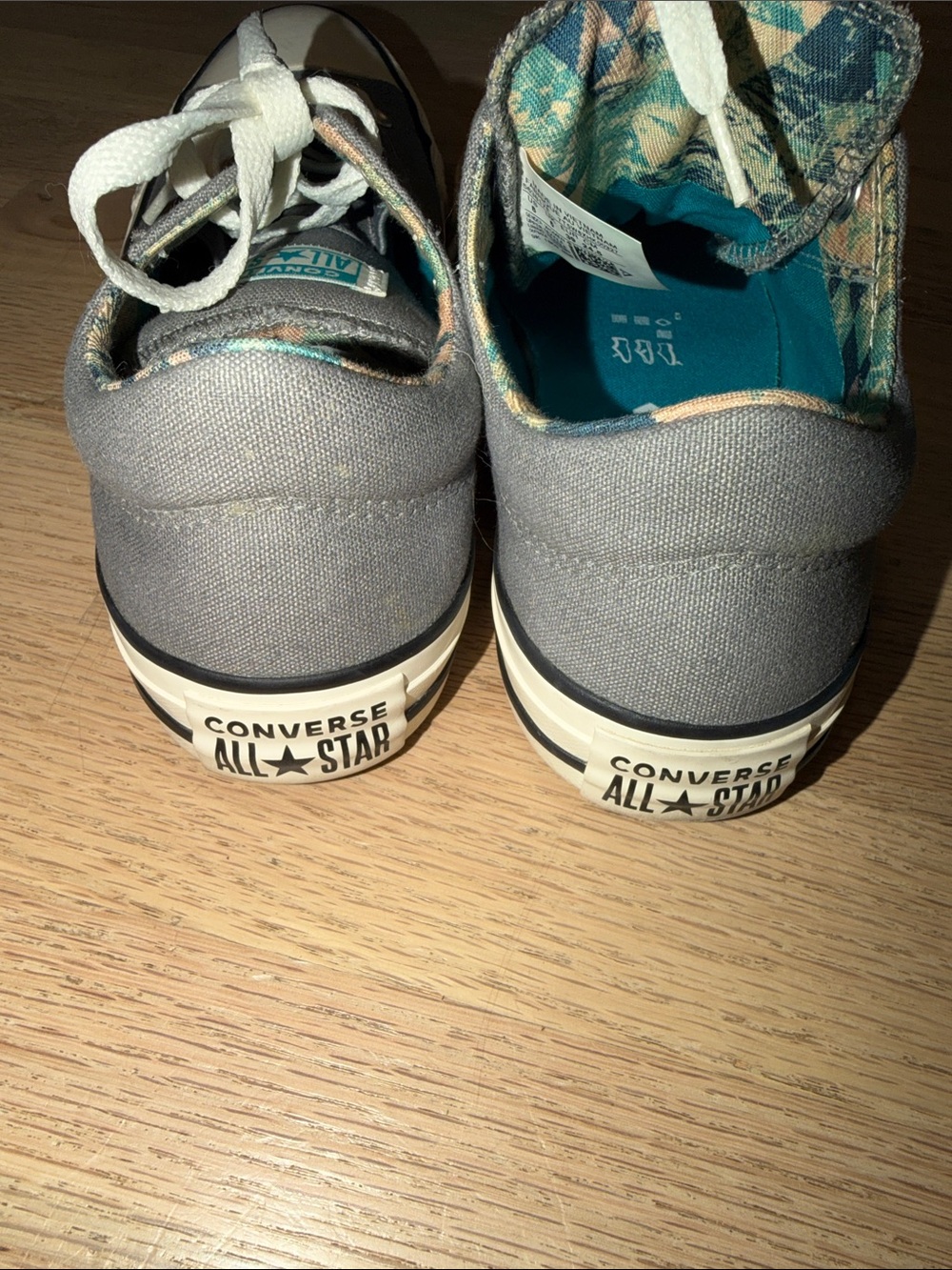 Converse Gray Low Top Sneakers with Teal Accents - Picture 4 of 7